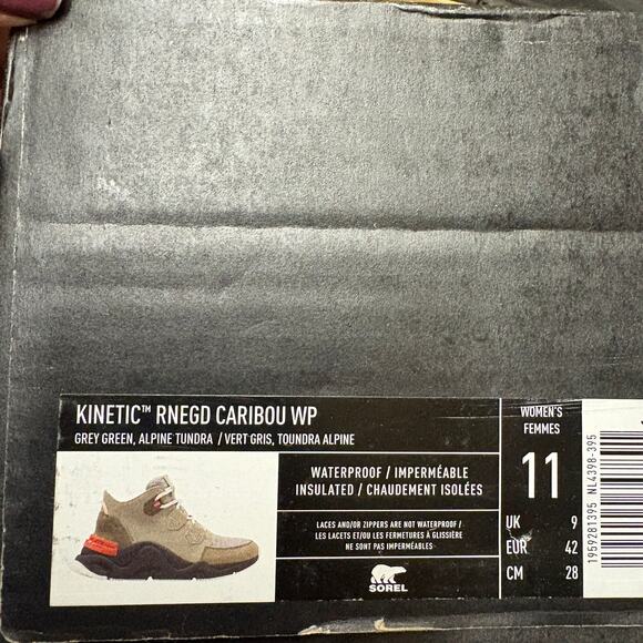 Sorel Kinetic Renegade Waterproof Boots 11 Alpine Gray Suede Ankle Booties - Picture 7 of 9